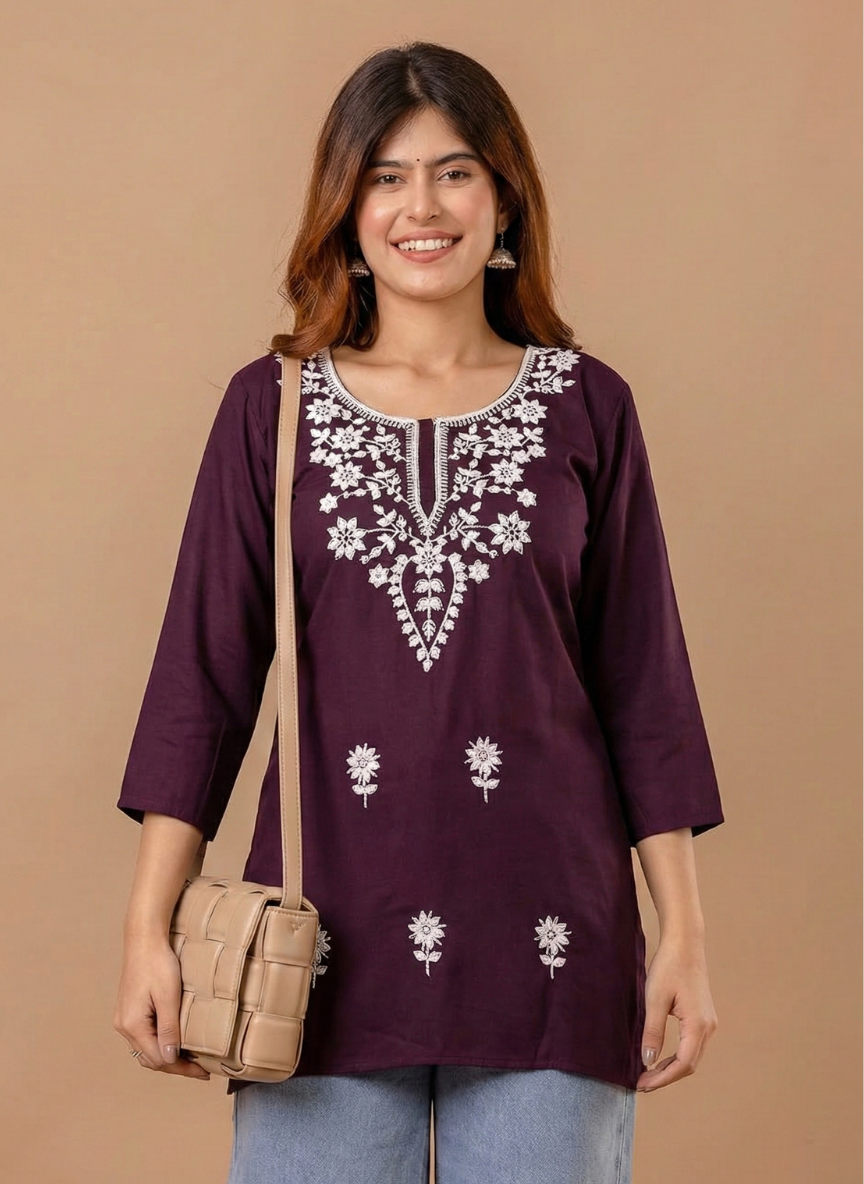 Jaypuri Rayon Embroidered Kurti for Women | Traditional Ethnic Daily Wear Kurti | Stylish Comfort Fit
